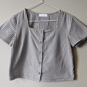 Green checkered blouse